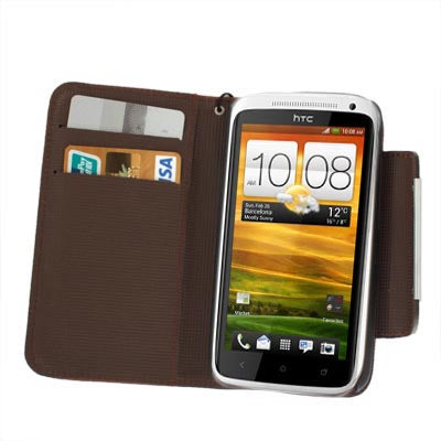 Leather Case with Credit Card & Lanyard for HTC One X / Edge / S720e,