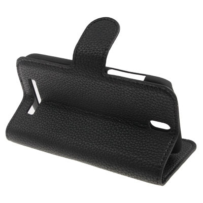 Litchi Texture Horizontal Flip Leather Case with Credit Card Slot & Holder for HTC One ST / 528T