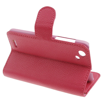 Litchi Texture Horizontal Flip Leather Case with Credit Card Slot & Holder for HTC One ST / 528T