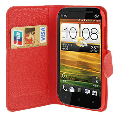 Litchi Texture Horizontal Flip Leather Case with Credit Card Slot & Holder for HTC One ST / 528T