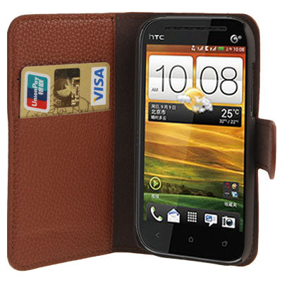 Litchi Texture Horizontal Flip Leather Case with Credit Card Slot & Holder for HTC One ST / 528T