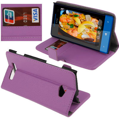 Litchi Texture Horizontal Flip Leather Case with Credit Card Slots & Holder for HTC 8X / C620e