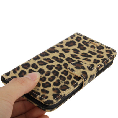 Yellowish Brown Leopard Texture Horizontal Flip Leather Case with Credit Card Slots & Holder for HTC One / M7