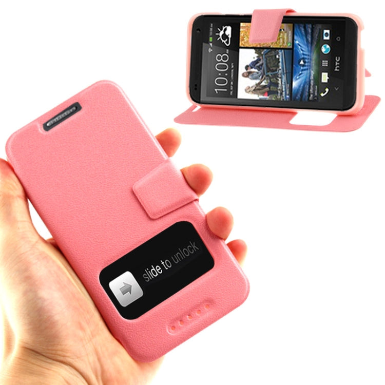 Pebble Texture Flip Leather Case with Call Display ID & Holder for HTC Desire 601 / 6160 / 619D