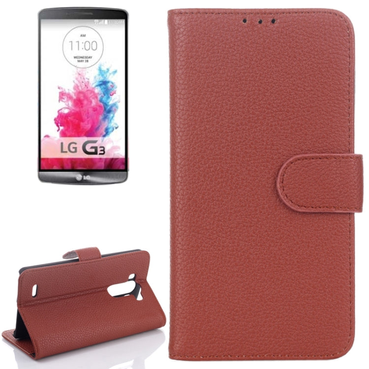 Litchi Texture Flip Leather Case with Card Slots & Holder for LG G3 / D855