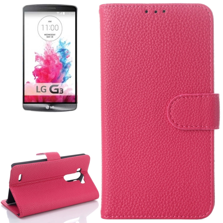 Litchi Texture Flip Leather Case with Card Slots & Holder for LG G3 / D855