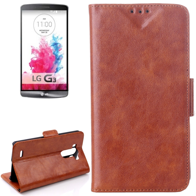Oil Leather Case with Card Slot & Holder for LG G3 / D855 (Brown)