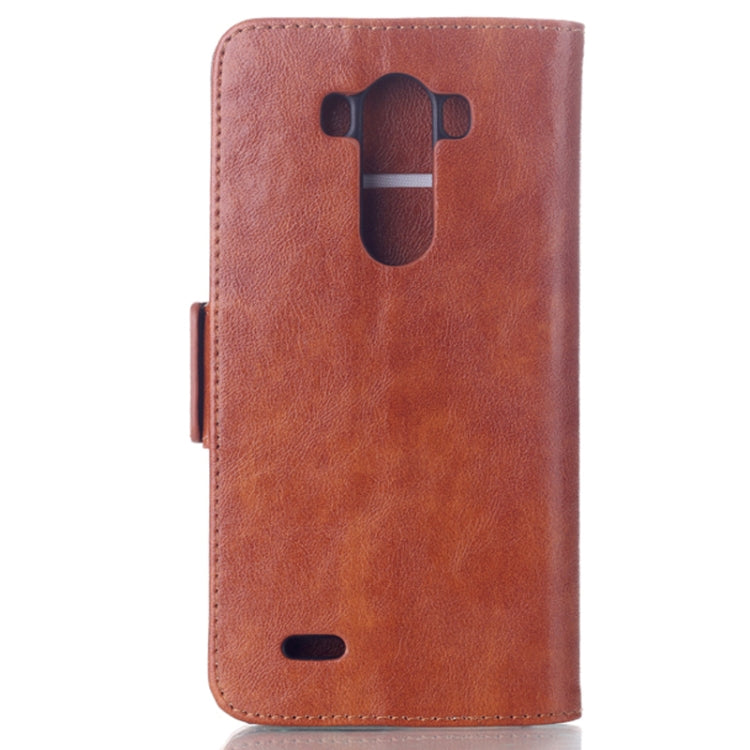 Oil Leather Case with Card Slot & Holder for LG G3 / D855 (Brown)