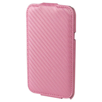 Carbon Fiber Texture Vertical Flip Leather Case for HTC One X / S720e(Pink)