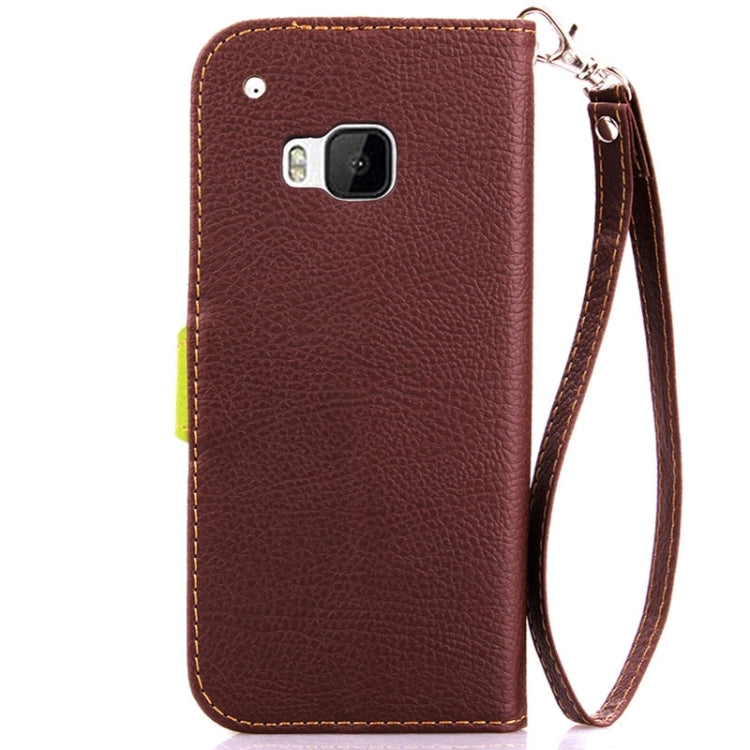 Leaf Magnetic Snap Litchi Texture Horizontal Flip Leather Case with Card Slots & Holder & Lanyard for HTC One M9