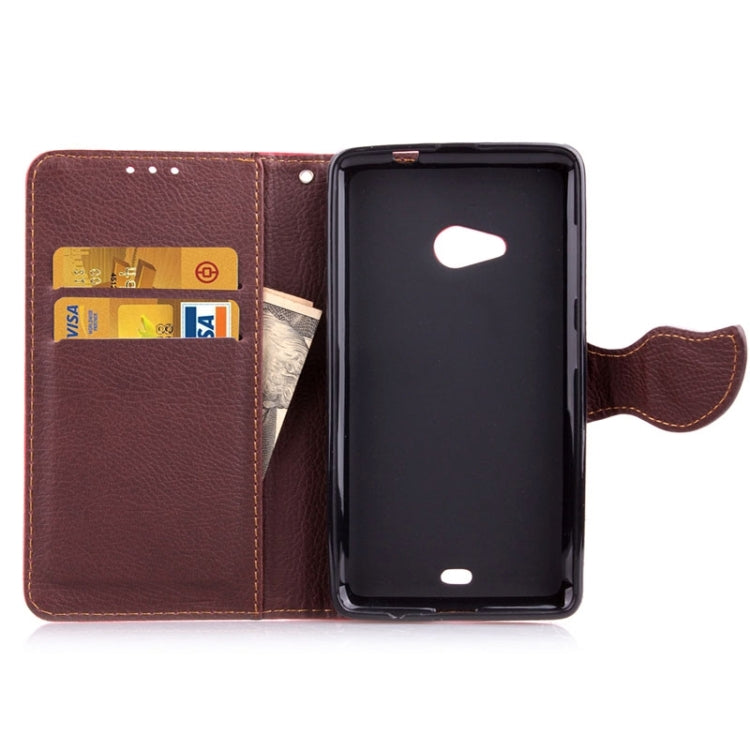 Leaf Magnetic Snap Litchi Texture Horizontal Flip Leather Case with Card Slots & Holder & Lanyard for Microsoft Lumia 535
