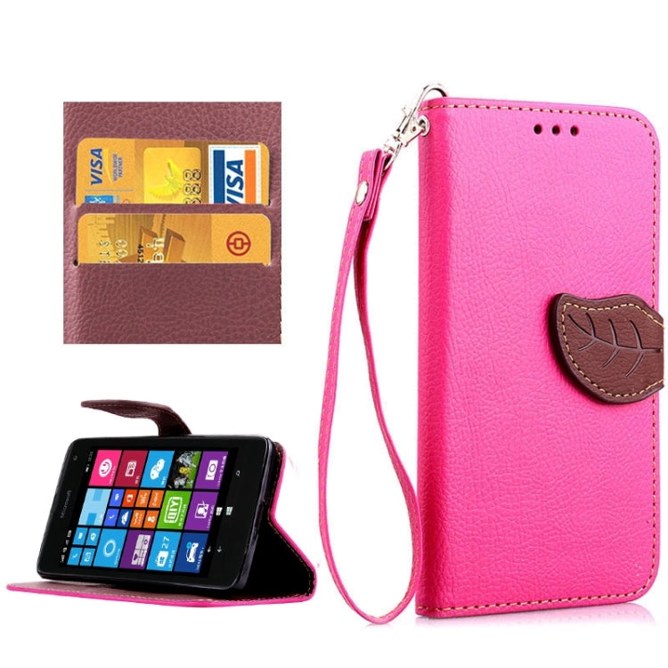Leaf Magnetic Snap Litchi Texture Horizontal Flip Leather Case with Card Slots & Holder & Lanyard for Microsoft Lumia 535