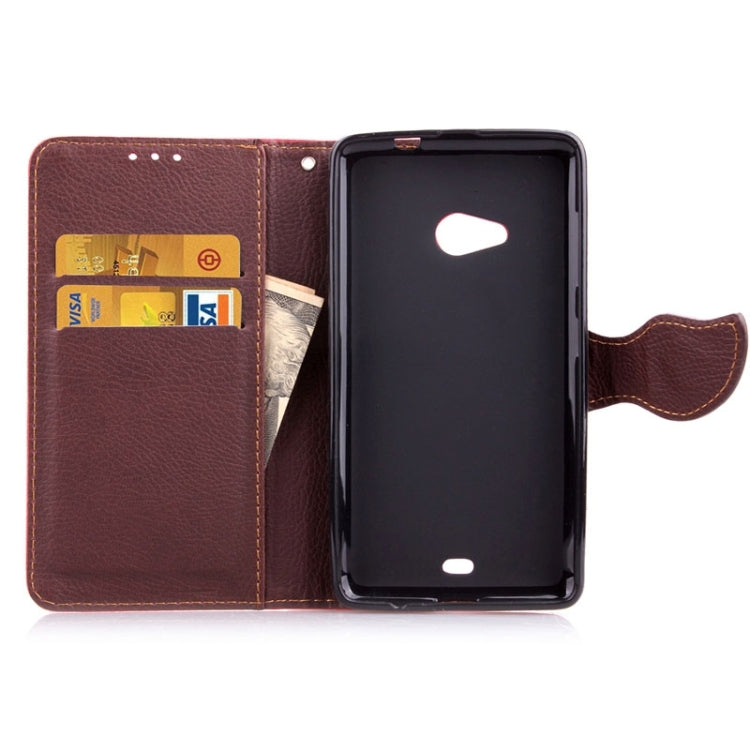 Leaf Magnetic Snap Litchi Texture Horizontal Flip Leather Case with Card Slots & Holder & Lanyard for Microsoft Lumia 535