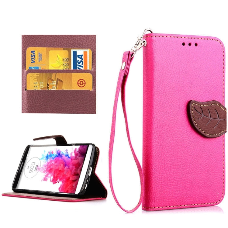 Leaf Magnetic Snap Litchi Texture Horizontal Flip Leather Case with Card Slots & Holder & Lanyard for LG G3 MINI