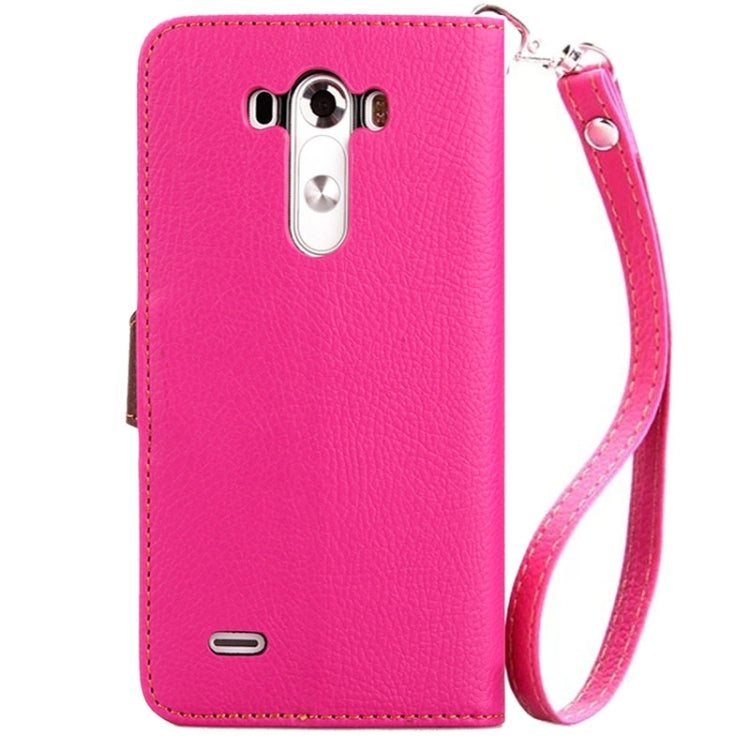 Leaf Magnetic Snap Litchi Texture Horizontal Flip Leather Case with Card Slots & Holder & Lanyard for LG G3 MINI