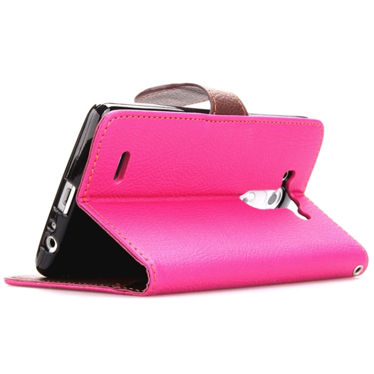 Leaf Magnetic Snap Litchi Texture Horizontal Flip Leather Case with Card Slots & Holder & Lanyard for LG G3 MINI