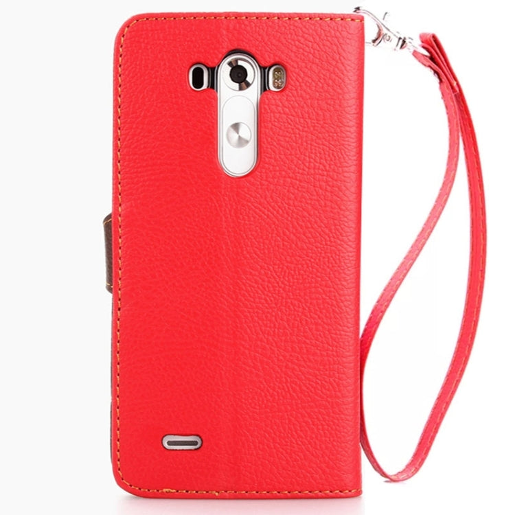 Leaf Magnetic Snap Litchi Texture Horizontal Flip Leather Case with Card Slots & Holder & Lanyard for LG G3 MINI