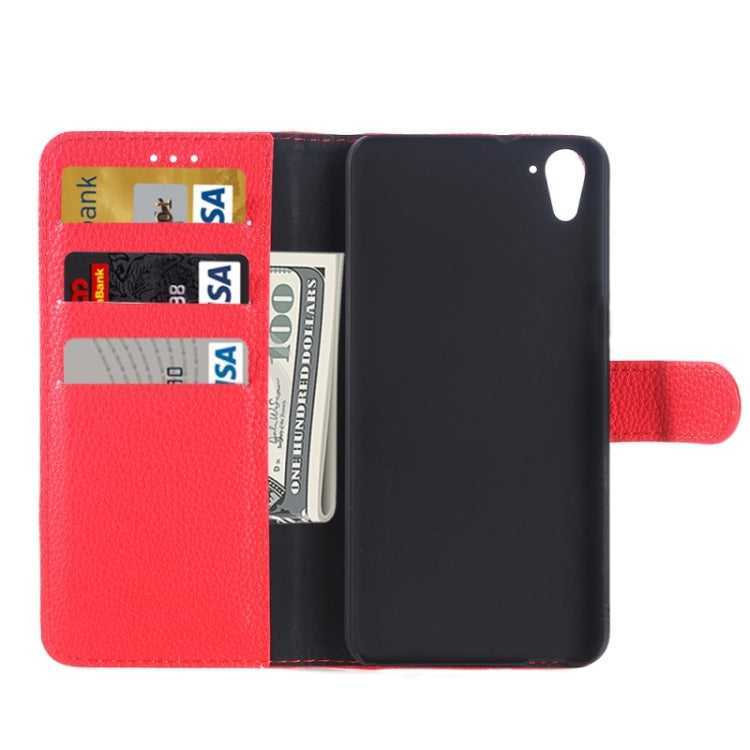 Monochrome Litchi Texture Horizontal Flip Leather Case with Card Slots & Holder for HTC Desire 826