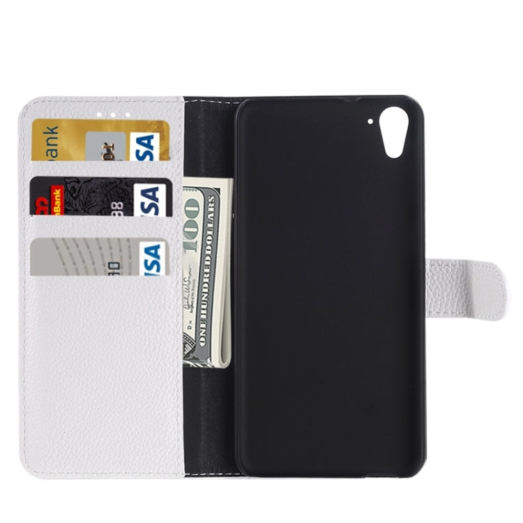 Monochrome Litchi Texture Horizontal Flip Leather Case with Card Slots & Holder for HTC Desire 826