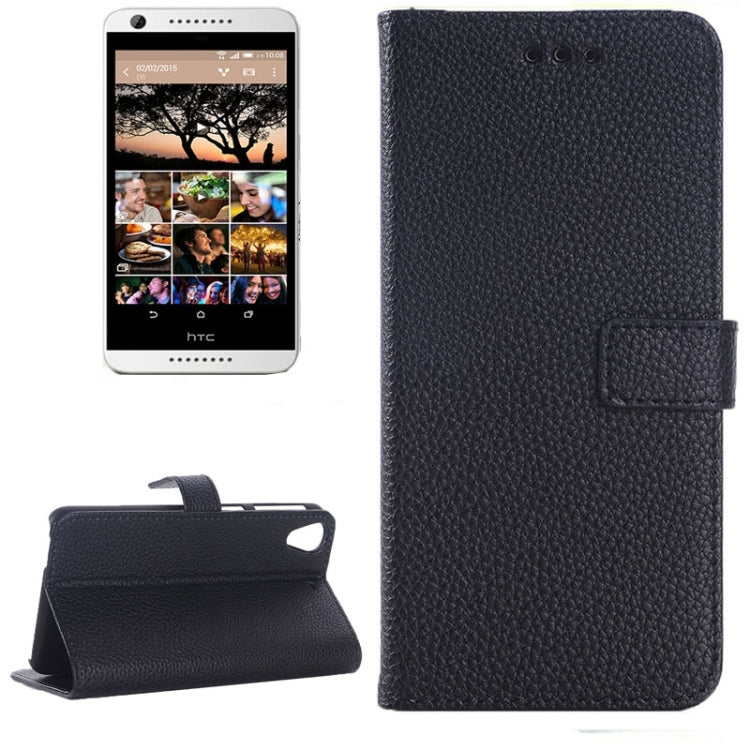 Monochrome Litchi Texture Horizontal Flip Leather Case with Card Slots & Holder for HTC Desire 626