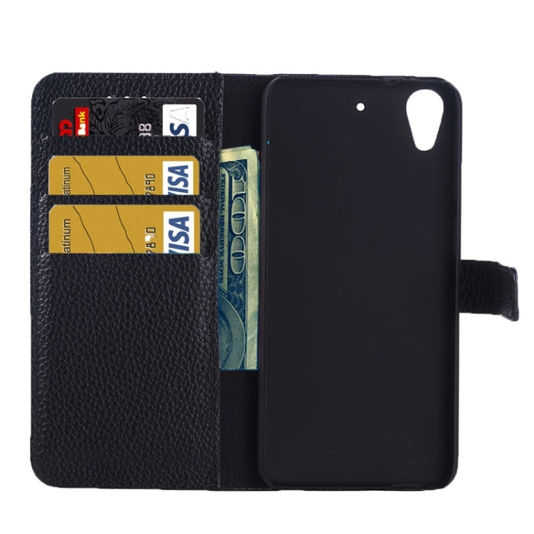 Monochrome Litchi Texture Horizontal Flip Leather Case with Card Slots & Holder for HTC Desire 626