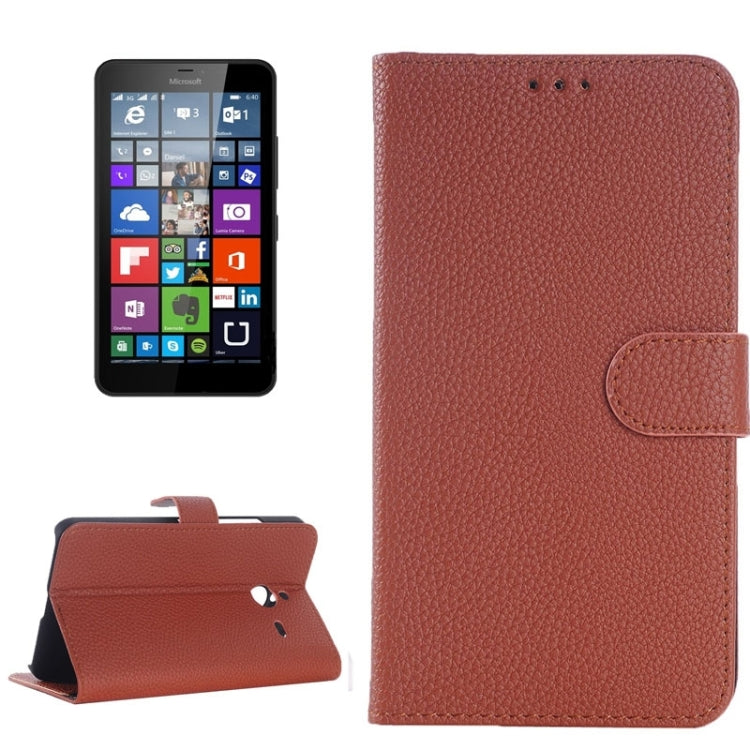 Litchi Texture Horizontal Flip Leather Case with Card Slots & Holder for Microsoft Lumia 640 XL