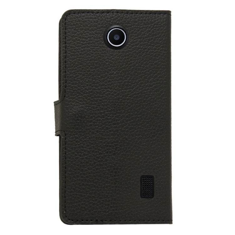 Litchi Texture Magnetic Snap Flip Leather Case with Holder & Card Slots Wallet for Huawei Y635