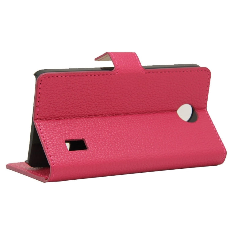 Litchi Texture Magnetic Snap Flip Leather Case with Holder & Card Slots Wallet for Huawei Y635
