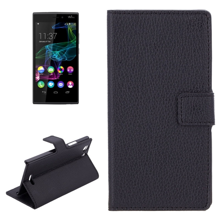 Litchi Texture Horizontal Flip Leather Case with Holder & Card Slots & Wallet for WIKO RIDGE 4G(Black)