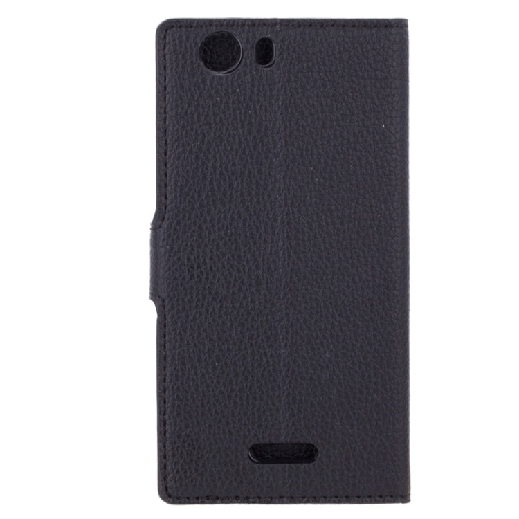 Litchi Texture Horizontal Flip Leather Case with Holder & Card Slots & Wallet for WIKO RIDGE 4G(Black)