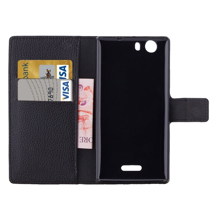 Litchi Texture Horizontal Flip Leather Case with Holder & Card Slots & Wallet for WIKO RIDGE 4G(Black)