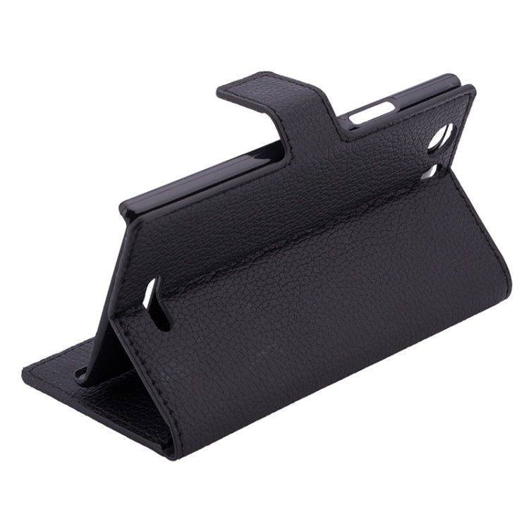 Litchi Texture Horizontal Flip Leather Case with Holder & Card Slots & Wallet for WIKO RIDGE 4G(Black)