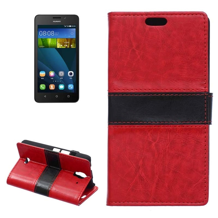 Crazy Horse Texture Horizontal Flip Color Matching Leather Case with Card Slots & Wallet & Holder for Huawei Y360