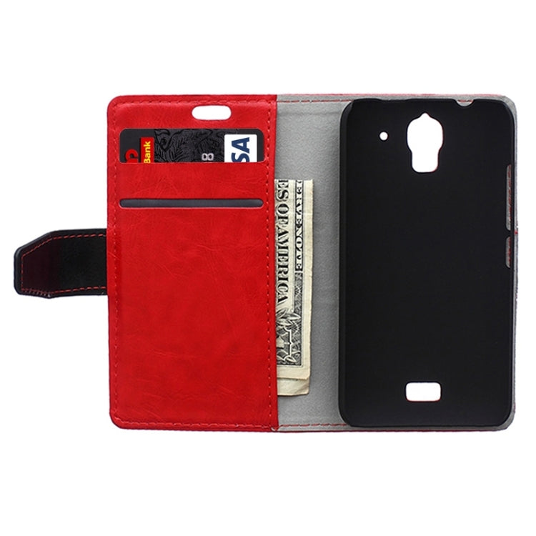 Crazy Horse Texture Horizontal Flip Color Matching Leather Case with Card Slots & Wallet & Holder for Huawei Y360