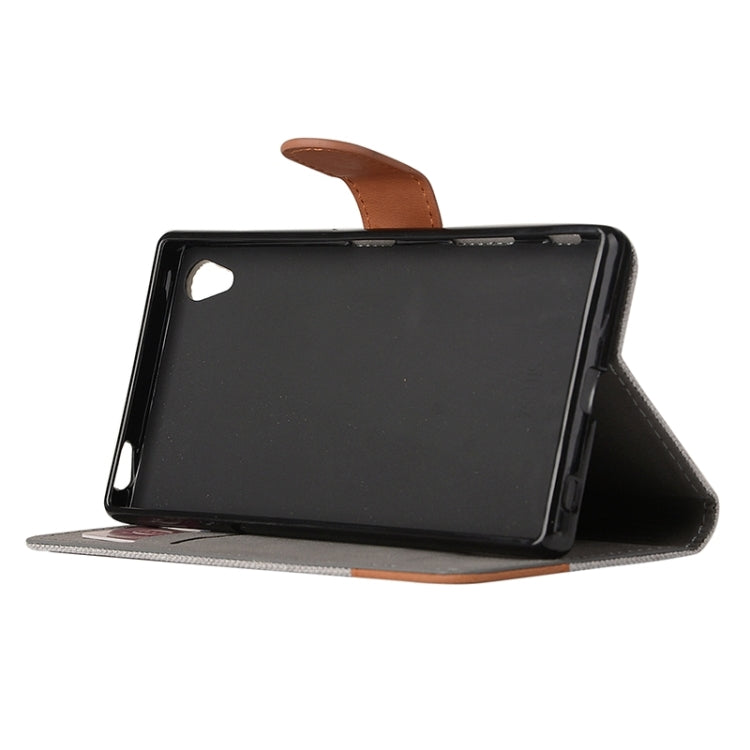 Denim Texture Horizontal Flip Leather Case with Magnetic Snap & Card Slots & Holder & Sling for Sony Xperia Z5 Premium / Plus