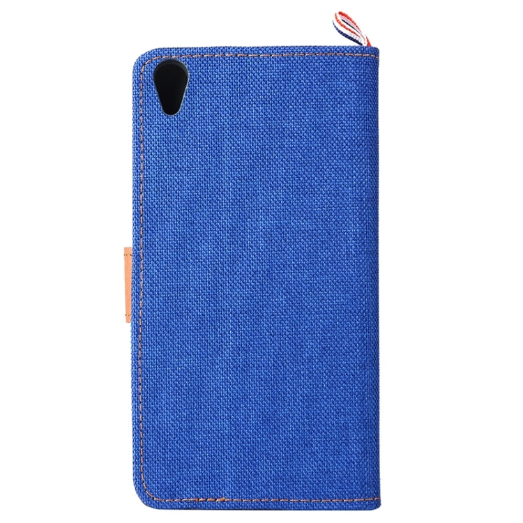 Denim Texture Horizontal Flip Leather Case with Magnetic Snap & Card Slots & Holder & Sling for Sony Xperia Z5 Premium / Plus