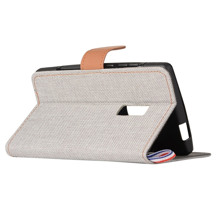 Denim Texture Horizontal Flip Leather Case with Magnetic Snap & Card Slots & Holder & Sling for OnePlus Two