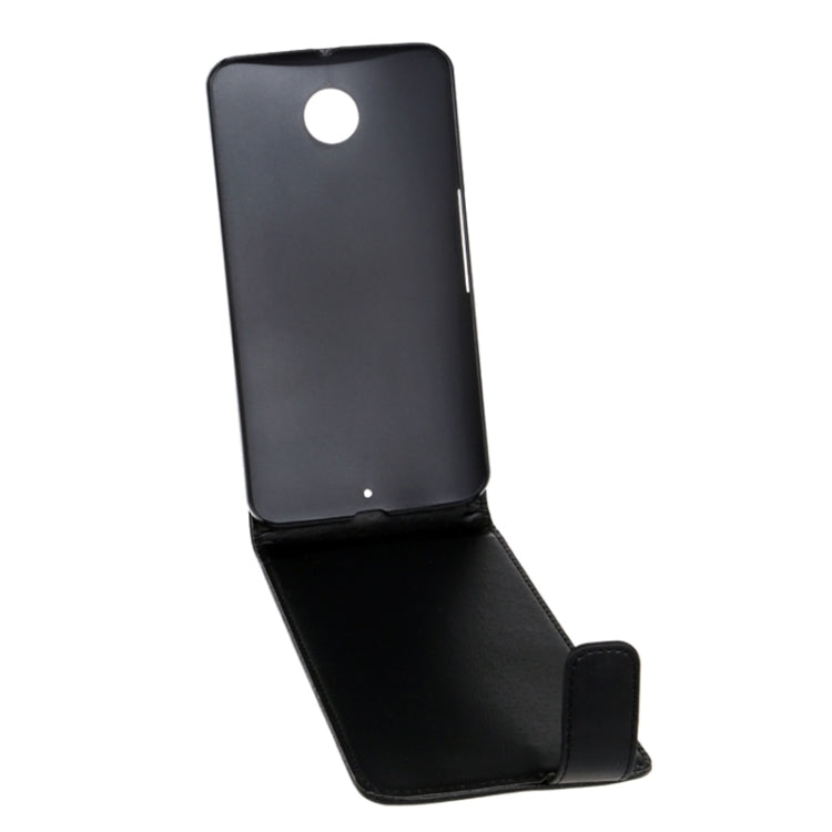 Vertical Flip Magnetic Snap Leather Case for Google Nexus 6(Black)