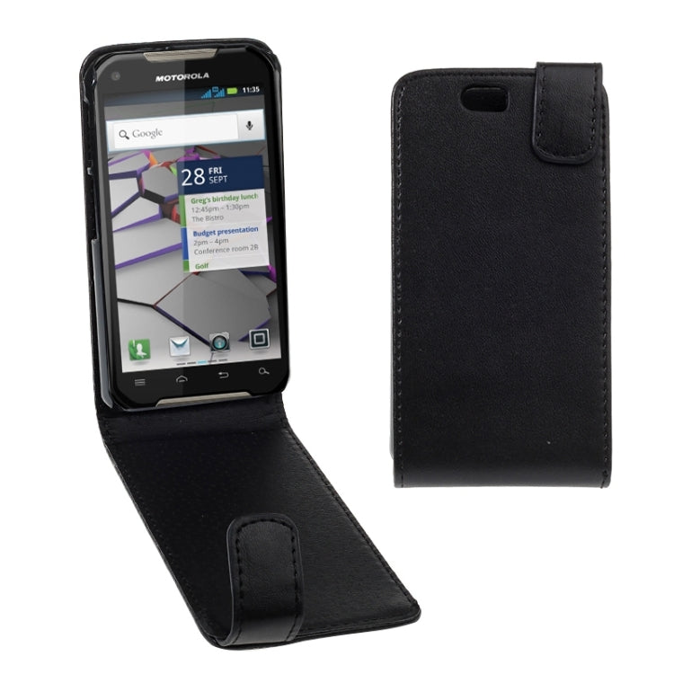 Vertical Flip Magnetic Snap Leather Case for Motorola XT626(Black)
