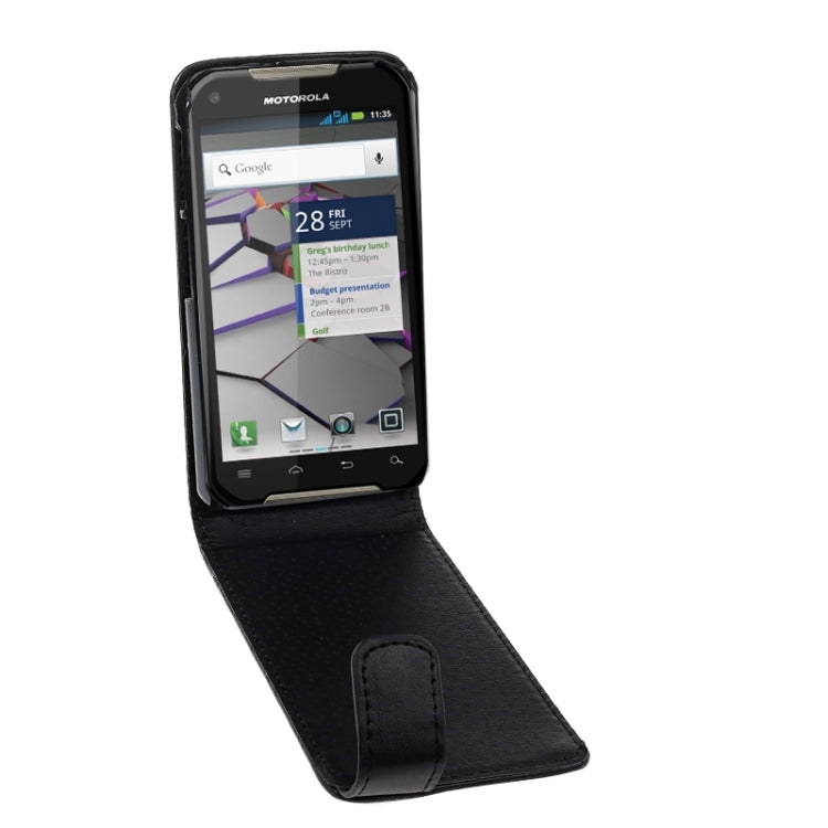 Vertical Flip Magnetic Snap Leather Case for Motorola XT626(Black)