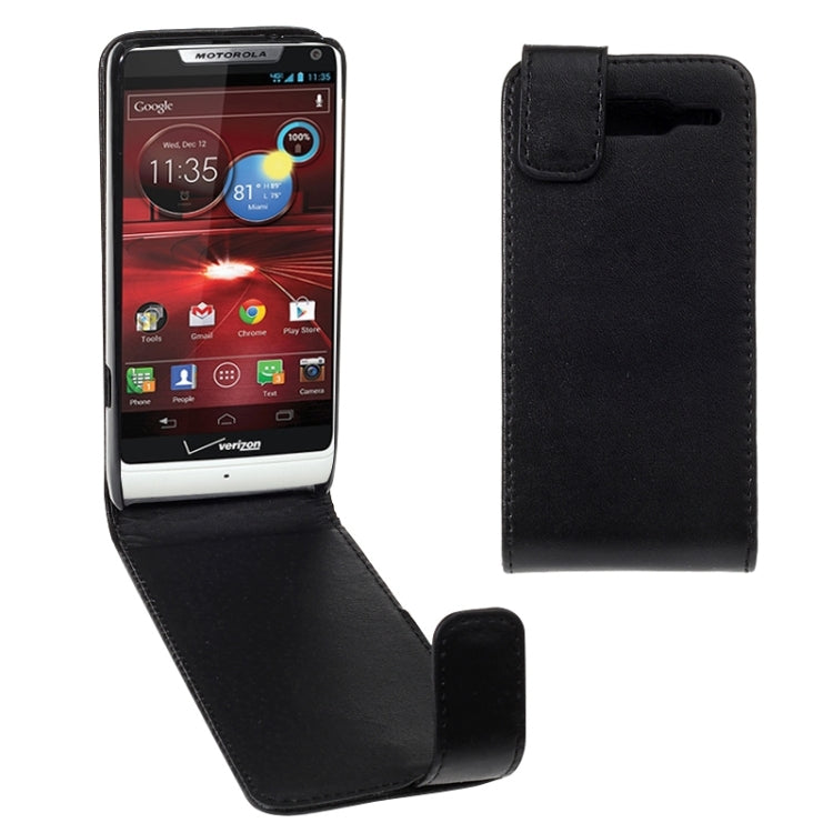Vertical Flip Magnetic Snap Leather Case for Motorola Droid Razr M / XT907 / XT890 / X905(Black)