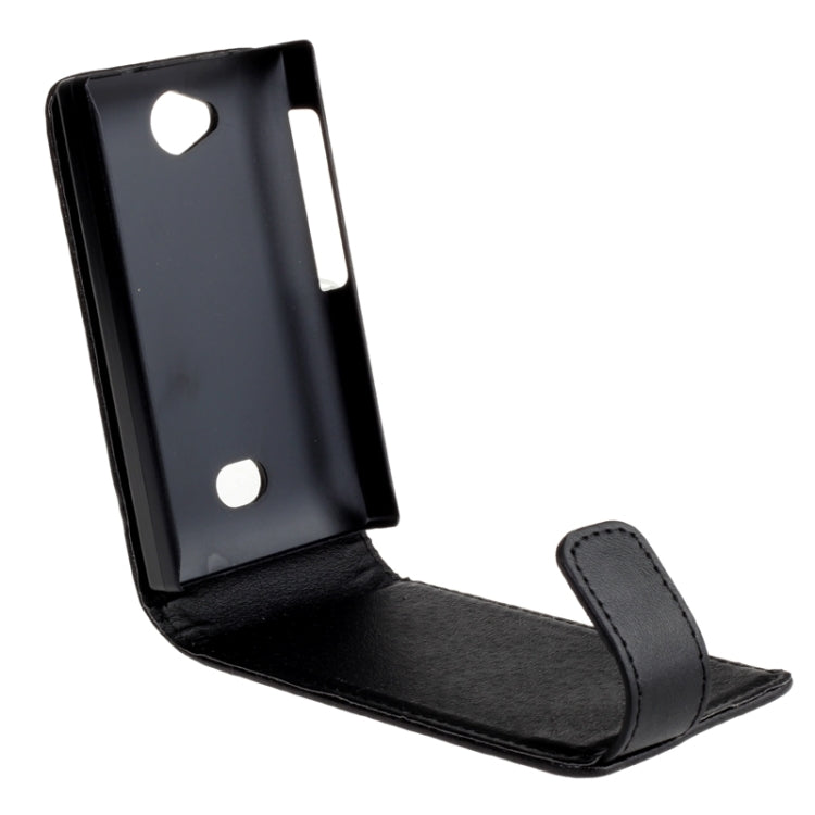 Vertical Flip Magnetic Snap Leather Case for Nokia Asha 503 / N503(Black)
