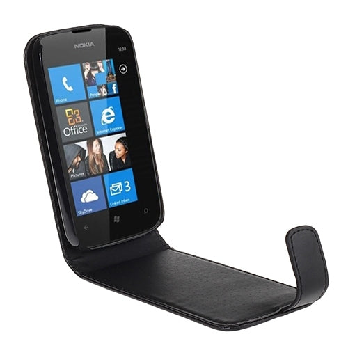 Vertical Flip Magnetic Snap Leather Case for Nokia Lumia 510(Black)