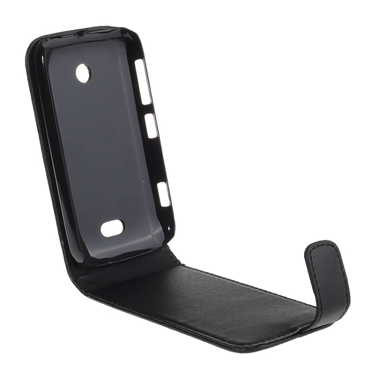 Vertical Flip Magnetic Snap Leather Case for Nokia Lumia 510(Black)