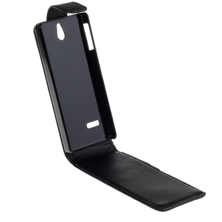 Vertical Flip Magnetic Snap Leather Case for Nokia 515 / 515 Dual(Black)