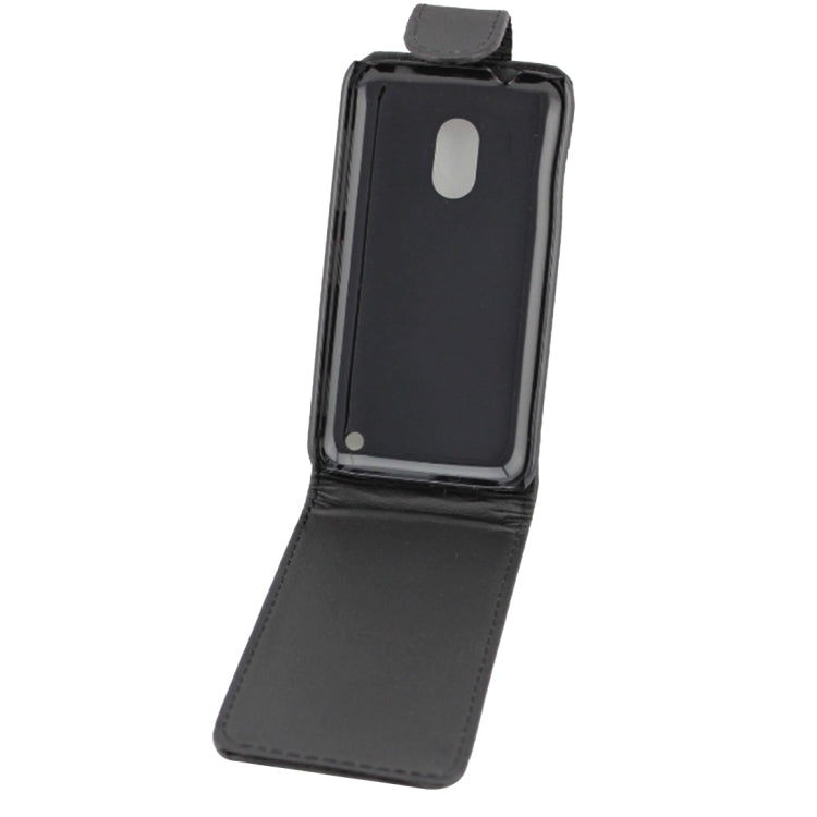 Vertical Flip Magnetic Snap Leather Case for Nokia Lumia 620(Black)