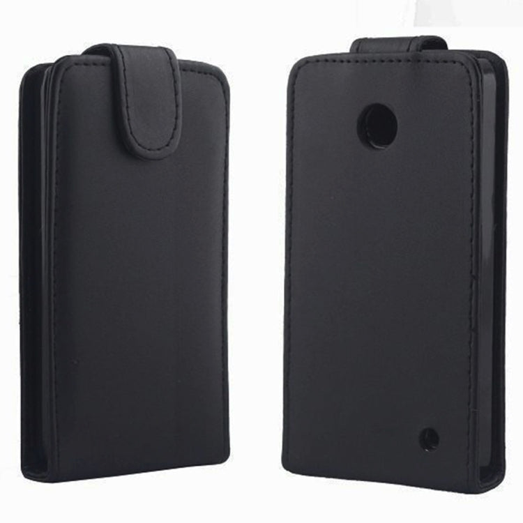 Vertical Flip Magnetic Snap Leather Case for Nokia Lumia 630(Black)