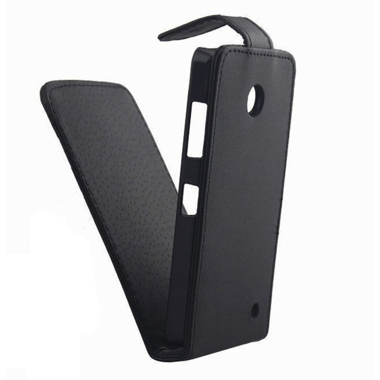 Vertical Flip Magnetic Snap Leather Case for Nokia Lumia 630(Black)