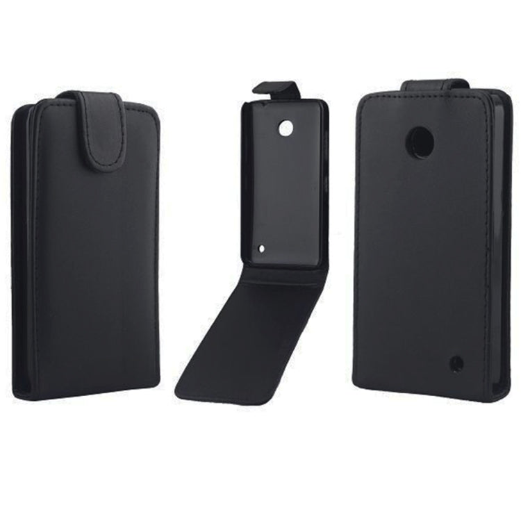 Vertical Flip Magnetic Snap Leather Case for Nokia Lumia 630(Black)