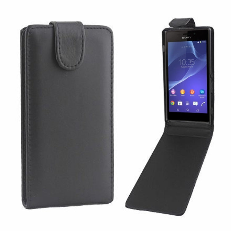 Vertical Flip Magnetic Snap Leather Case for Sony Xperia M2 / D2303 / D2305 / D2306(Black)